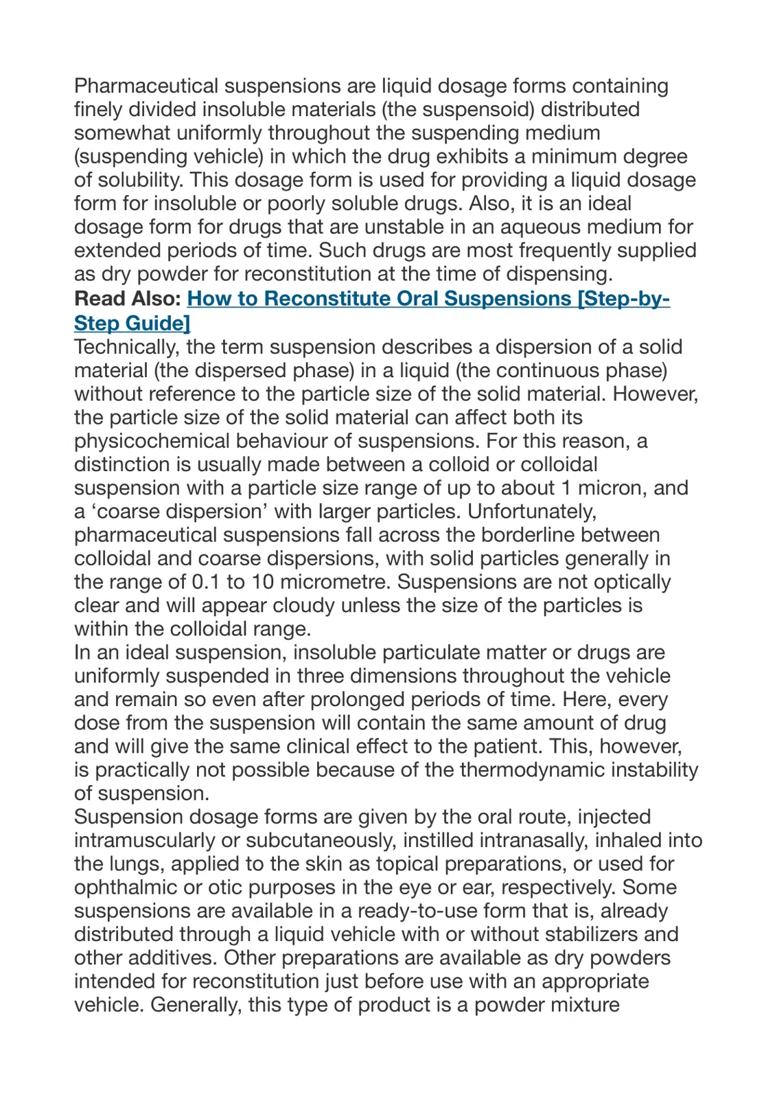 غلاف تقرير Pharmaceutical Suspensions
