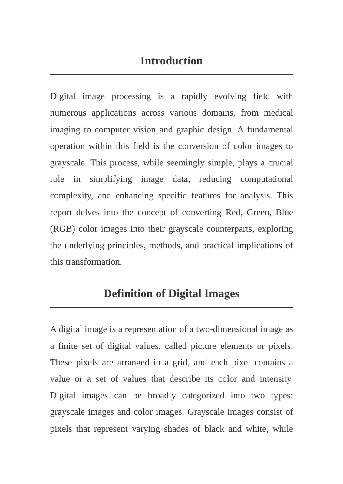 غلاف تقرير RGB to Grayscale Image Conversion