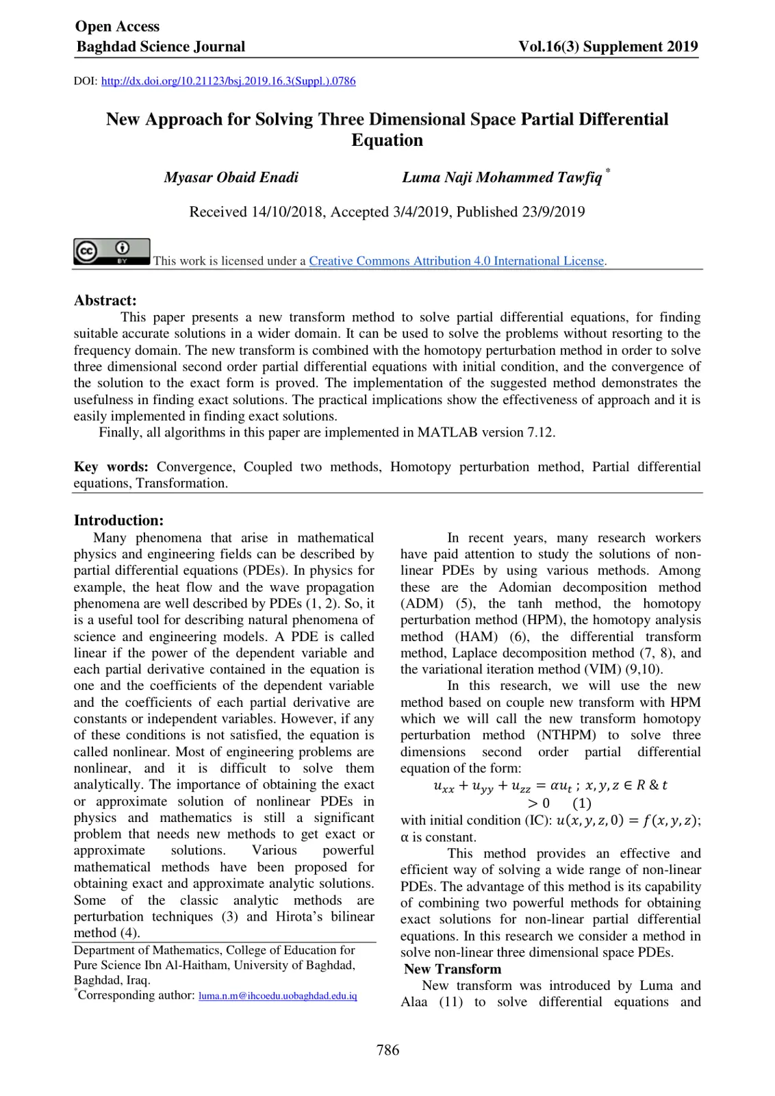 غلاف تقرير New Approach for Solving Three Dimensional Space Partial Differential Equation