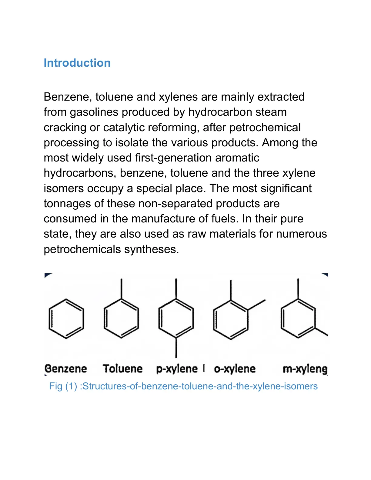 غلاف تقرير Benzene, Toluene and Xylenes Extraction from Gasolines