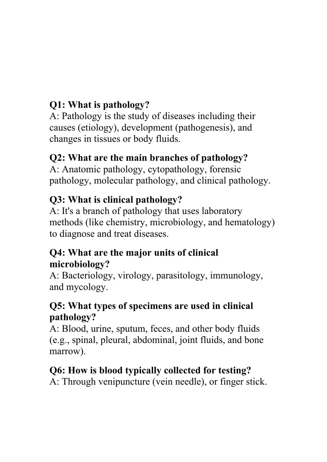 غلاف تقرير Q&A on Pathology and Clinical Microbiology
