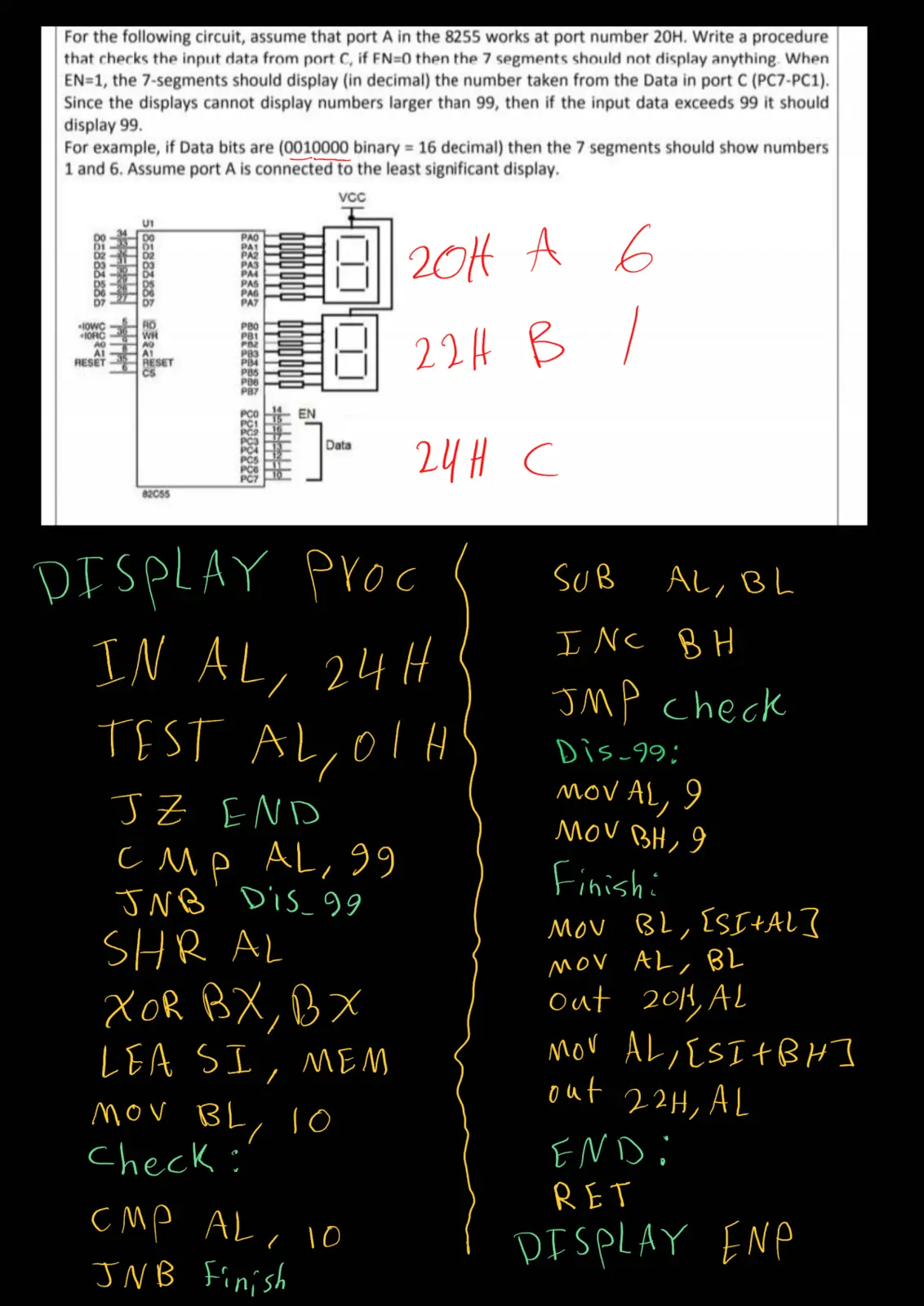 غلاف تقرير 8255 Port A and 7-Segment Display Interface