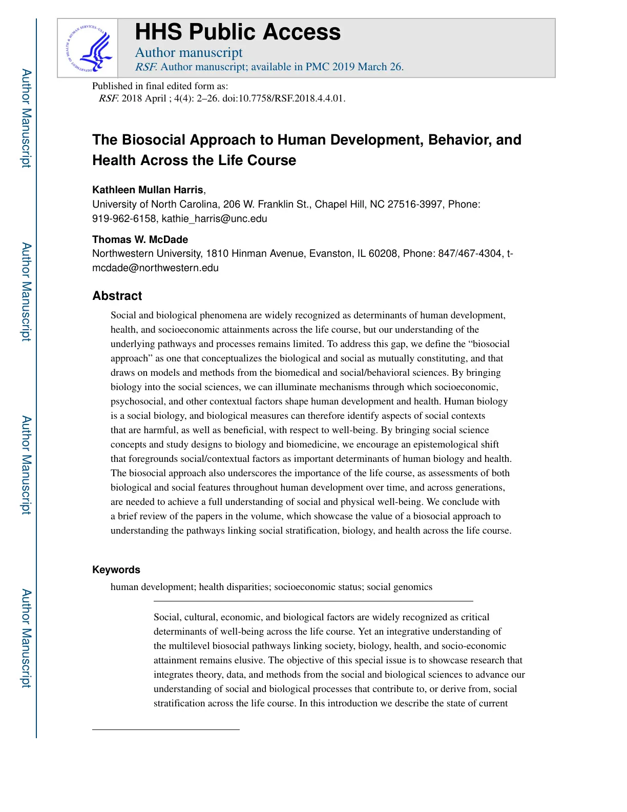 غلاف تقرير The Biosocial Approach to Human Development, Behavior, and Health Across the Life Course
