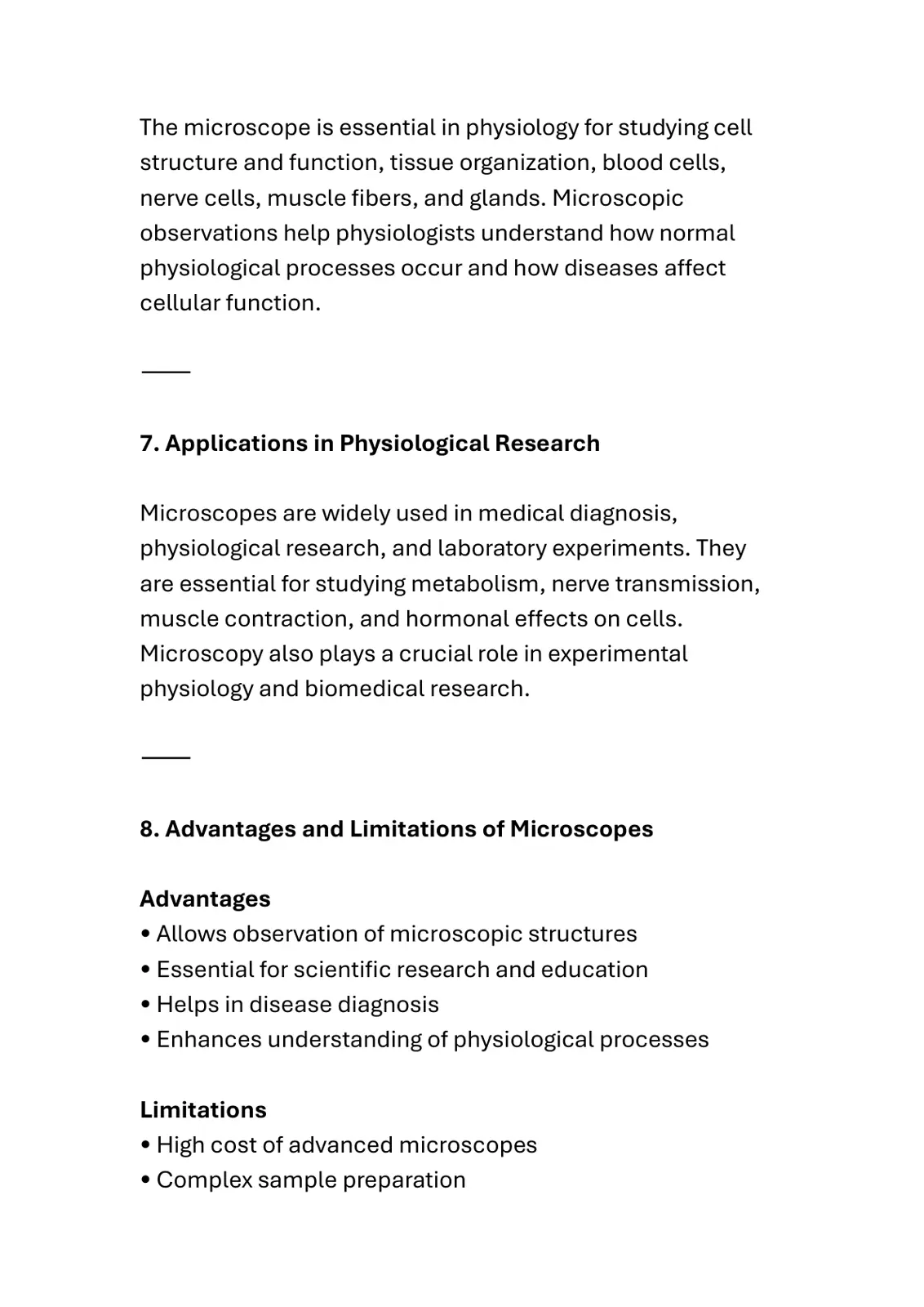 غلاف تقرير The microscope is essential in physiology for studying cell structure and function