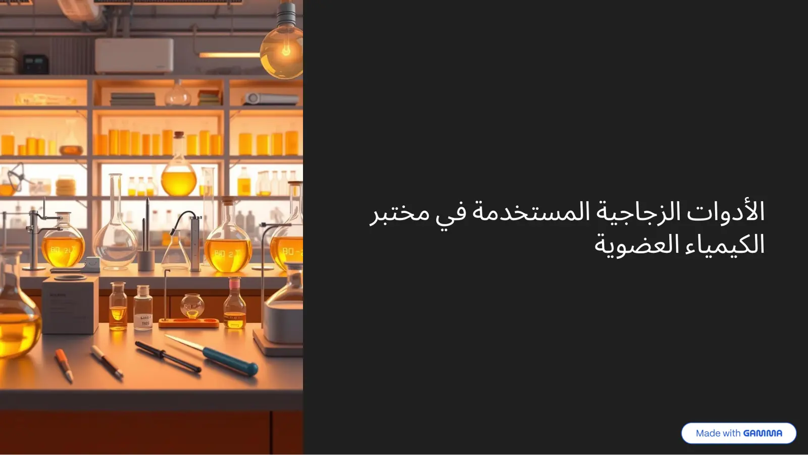 غلاف تقرير الأدوات الزجاجية المستخدمة في مختبر الكيمياء العضوية