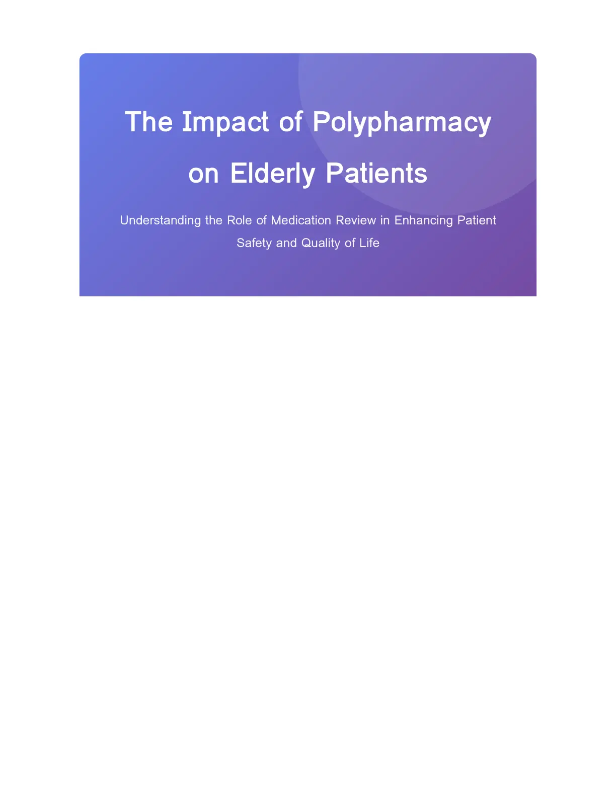 غلاف تقرير The Impact of Polypharmacy on Elderly Patients