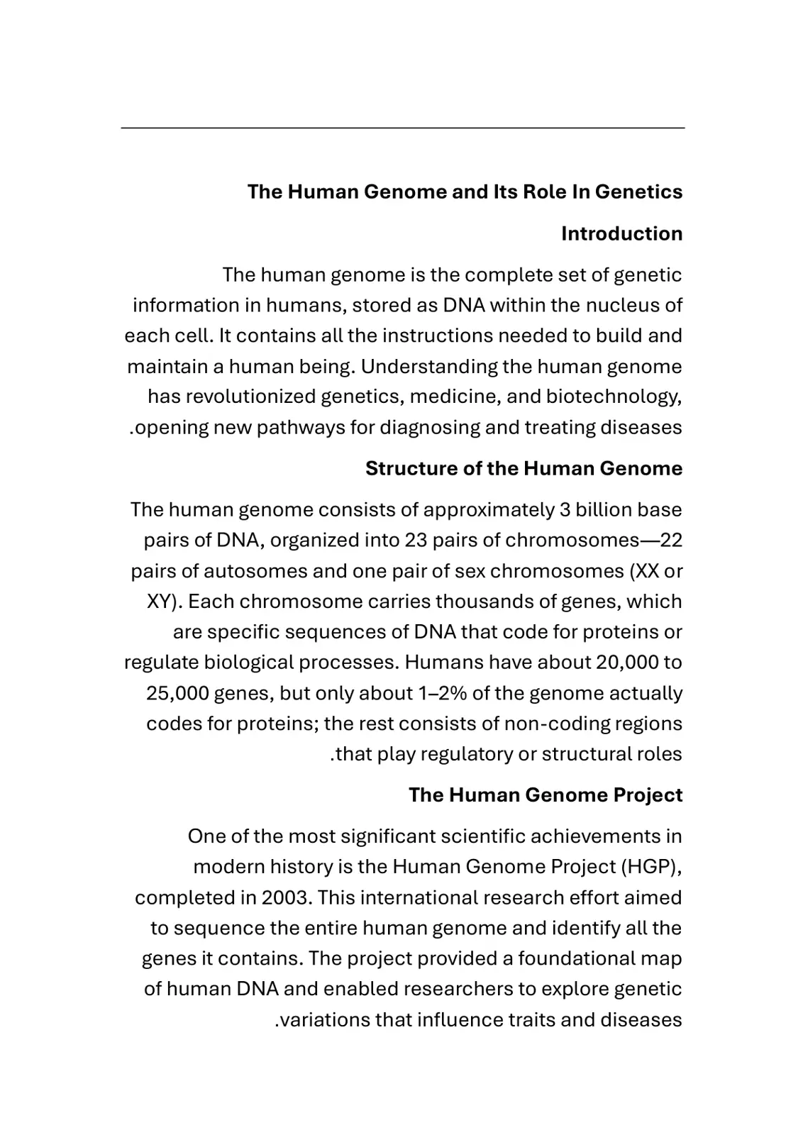 غلاف تقرير The Human Genome and Its Role In Genetics