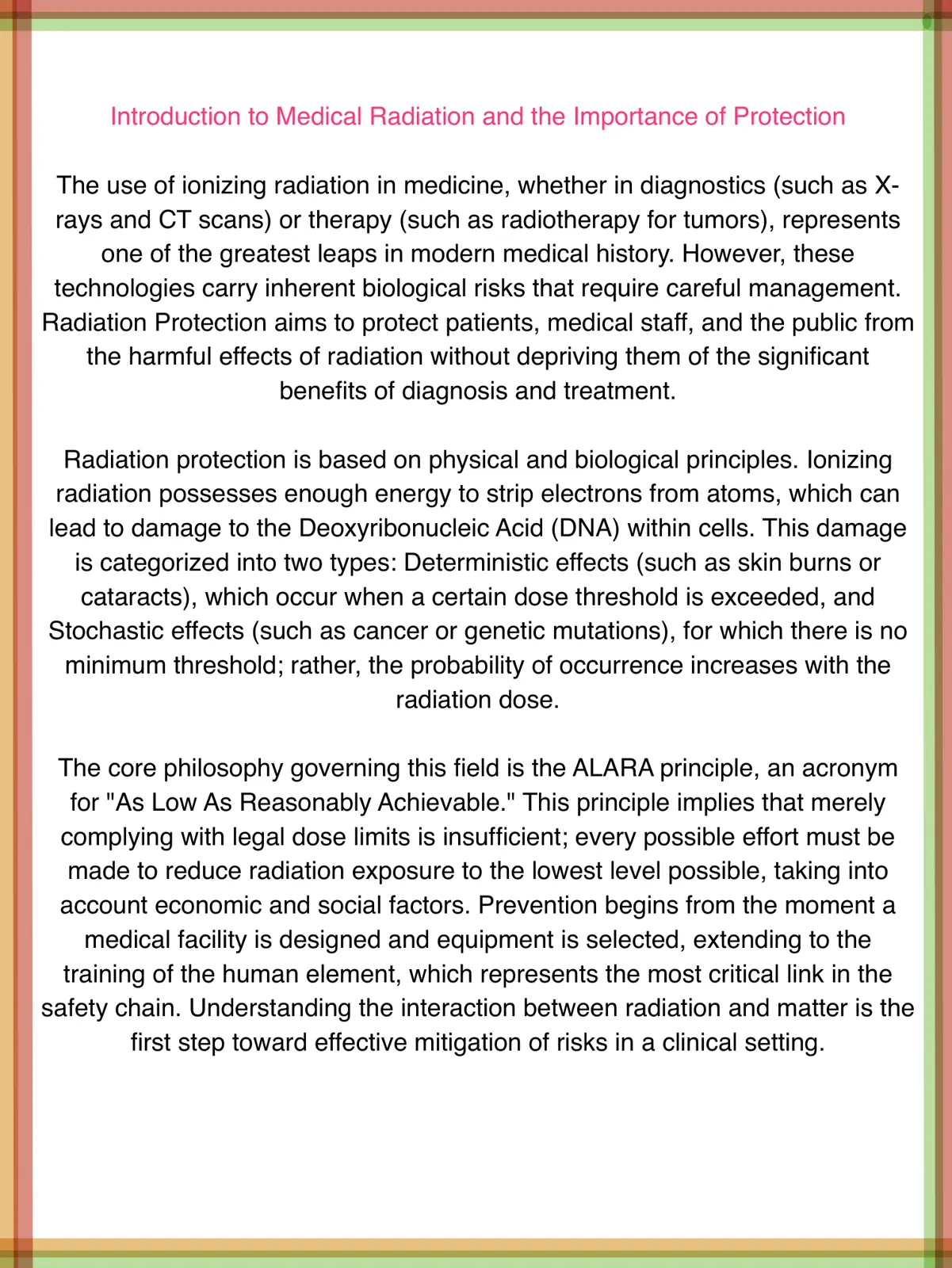 غلاف تقرير Introduction to Medical Radiation and the Importance of Protection
