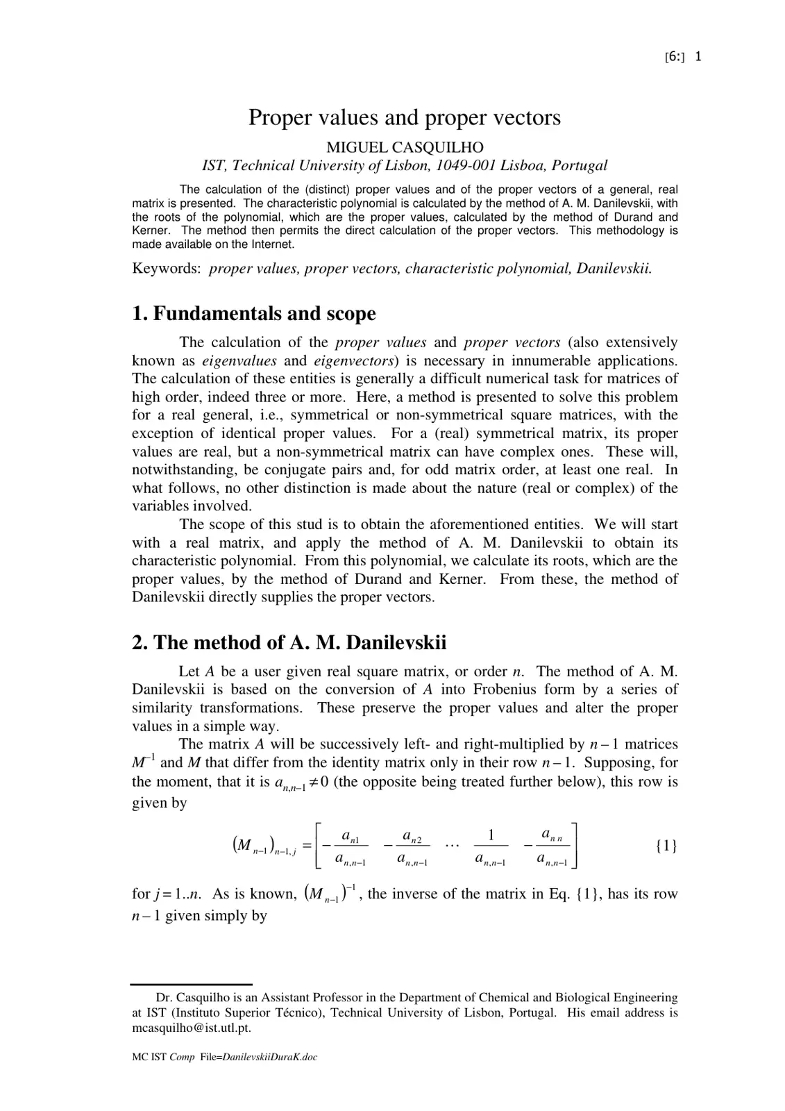 غلاف تقرير Proper values and proper vectors