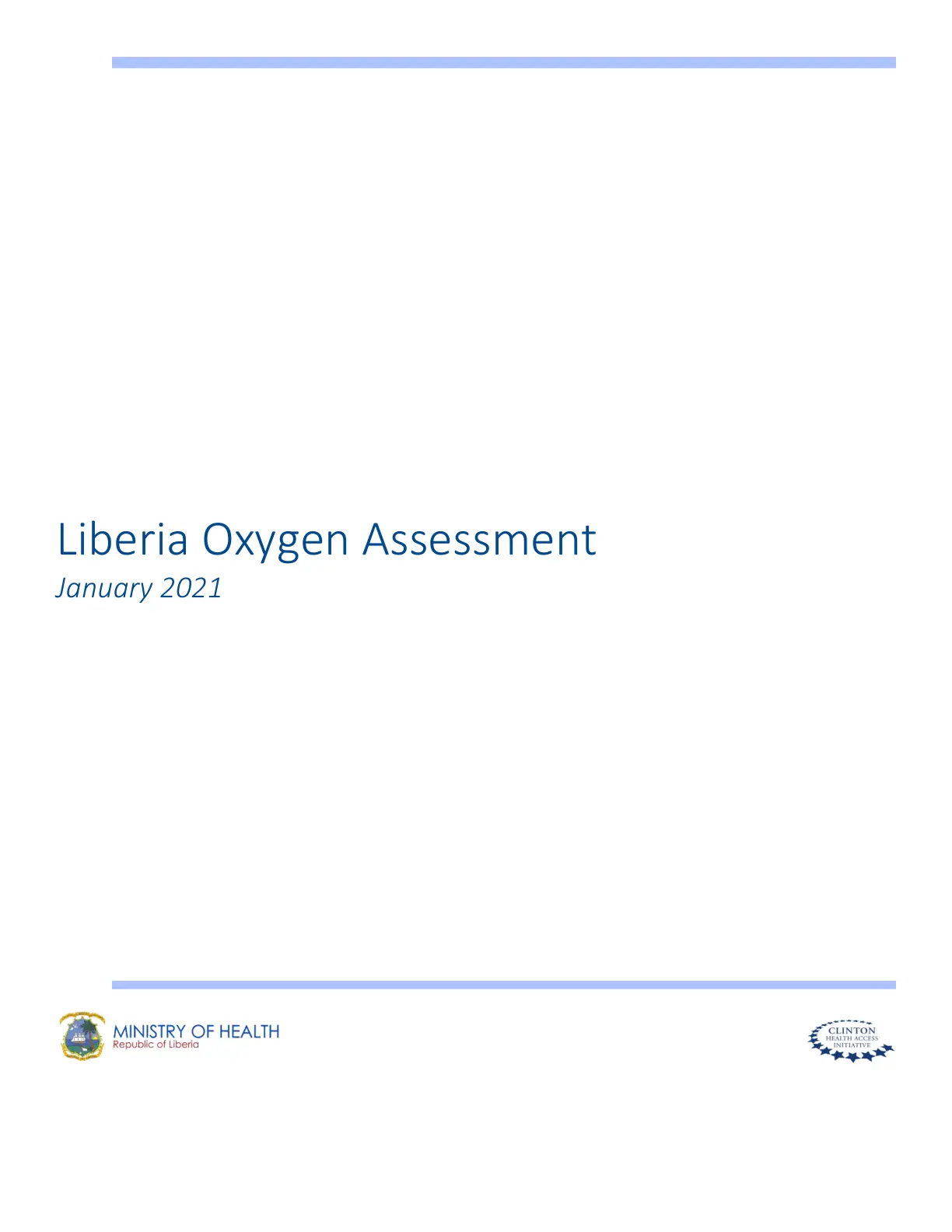 غلاف تقرير Liberia Oxygen Assessment