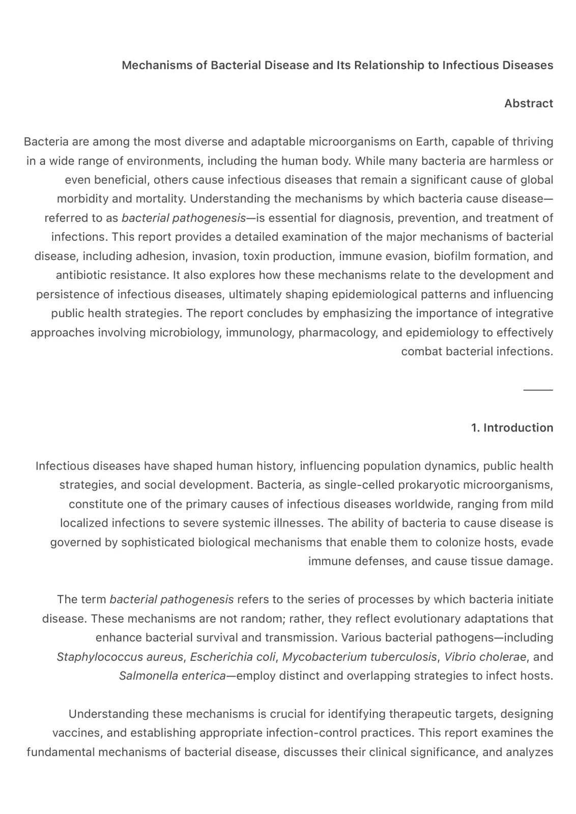 غلاف تقرير Mechanisms of Bacterial Disease and Its Relationship to Infectious Diseases