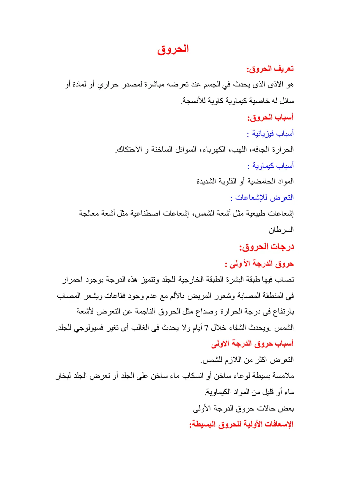 غلاف تقرير تعريف الحروق
