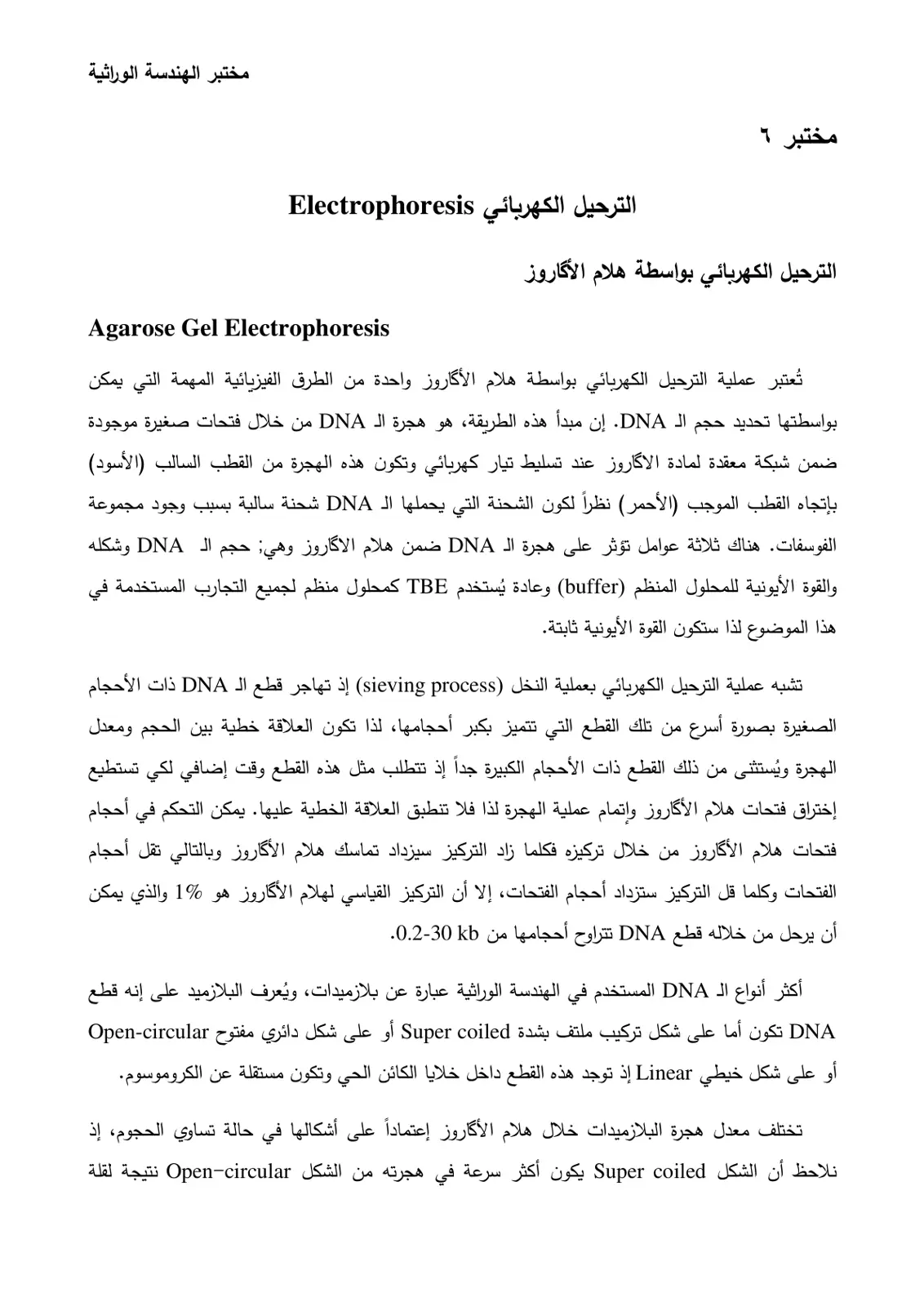 غلاف تقرير الترحيل الكهربائي Electrophoresis