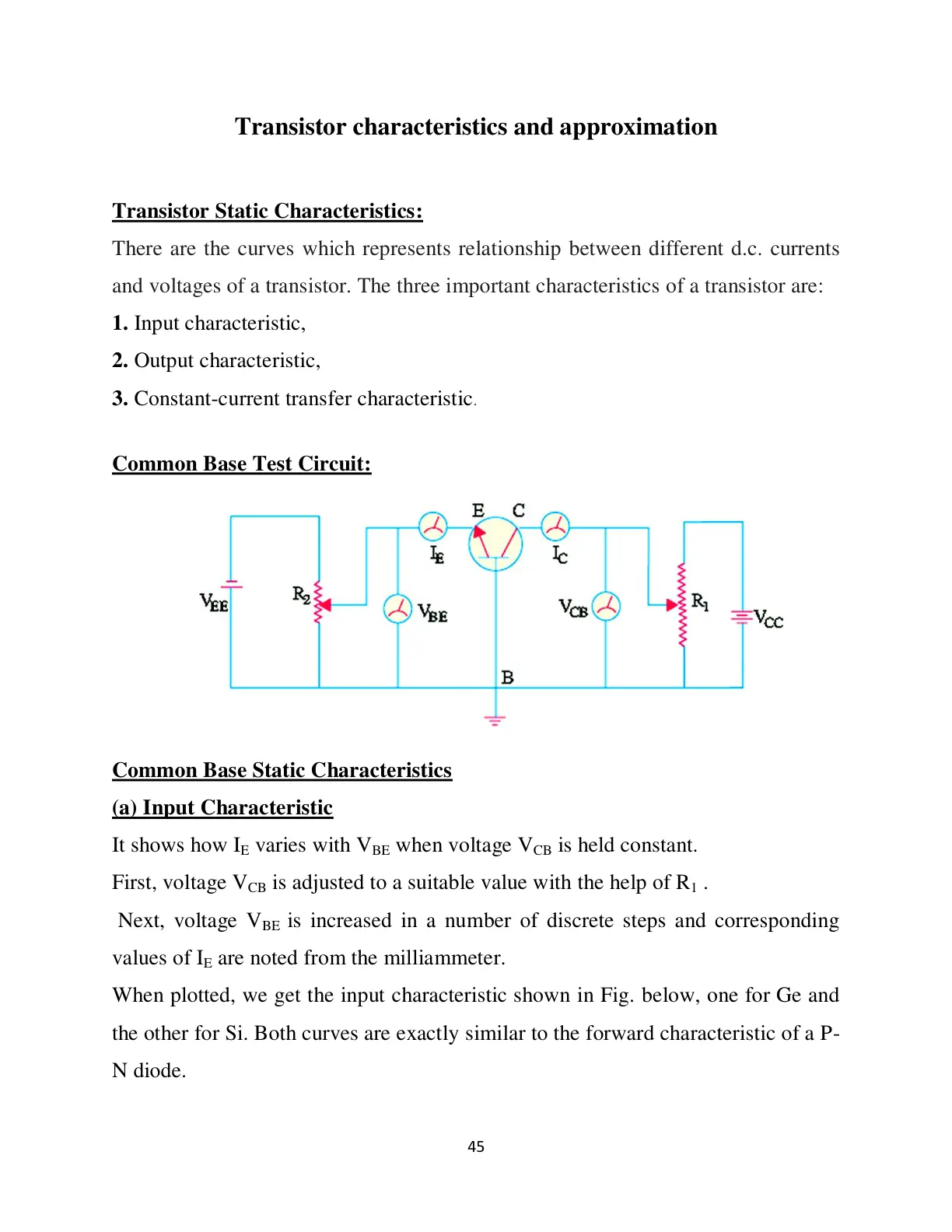غلاف تقرير Transistor characteristics and approximation