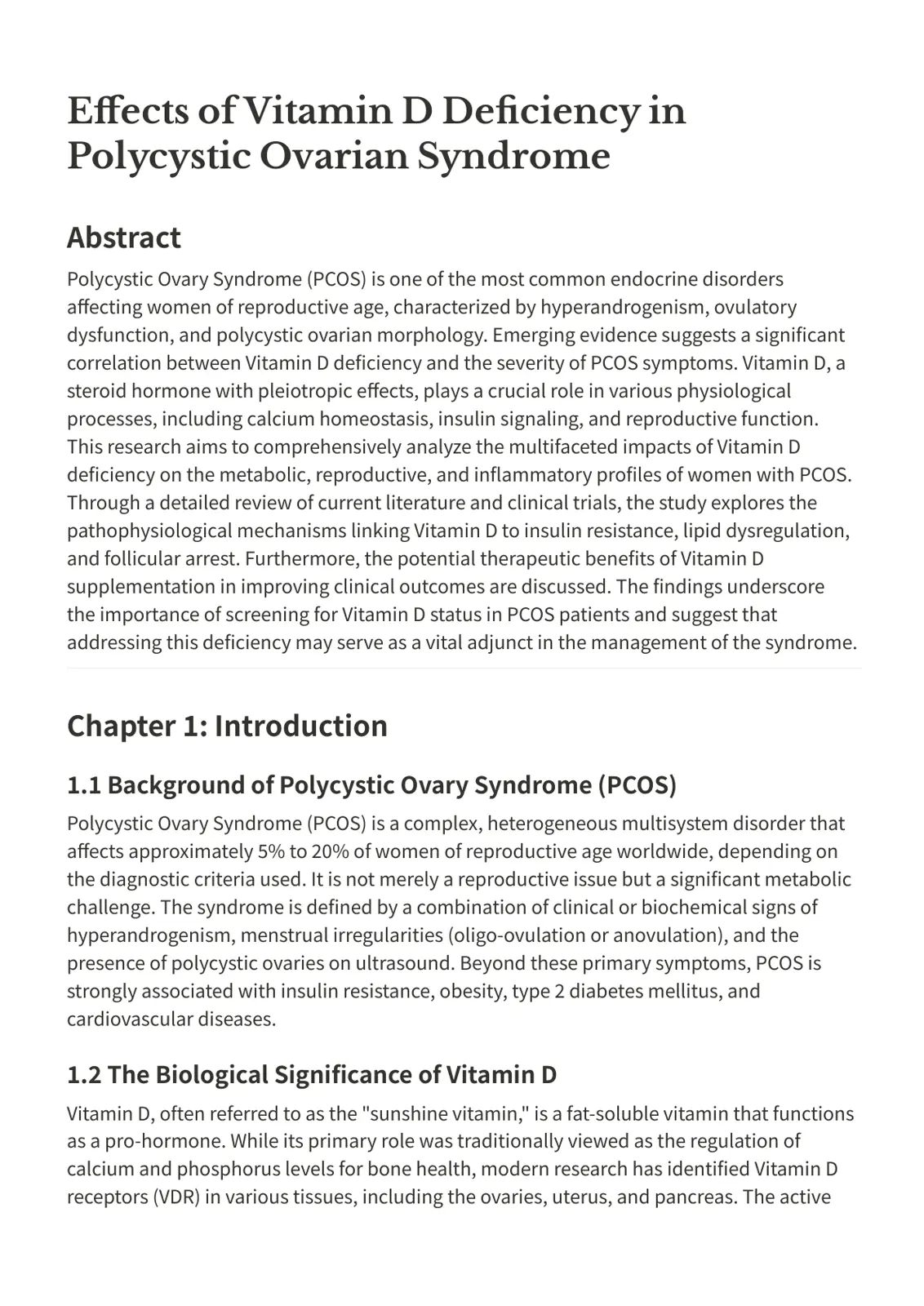 غلاف تقرير Effects of Vitamin D Deficiency in Polycystic Ovarian Syndrome