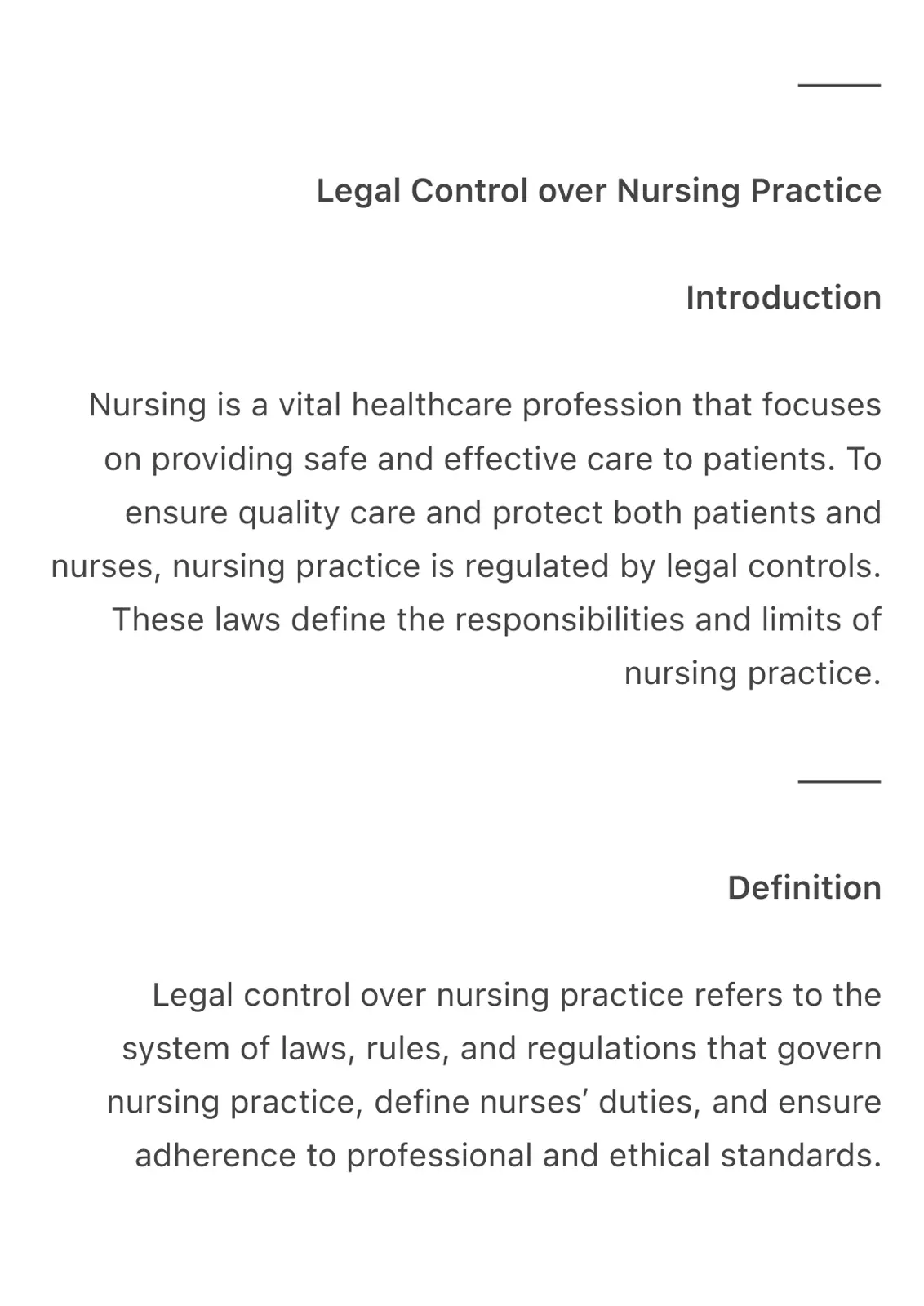 غلاف تقرير Legal Control over Nursing Practice