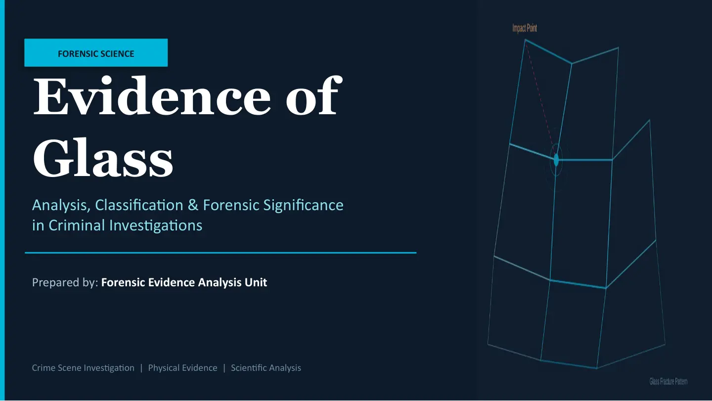 غلاف تقرير FORENSIC SCIENCE Evidence of Glass Analysis, Classification & Forensic Significance in Criminal Investigations