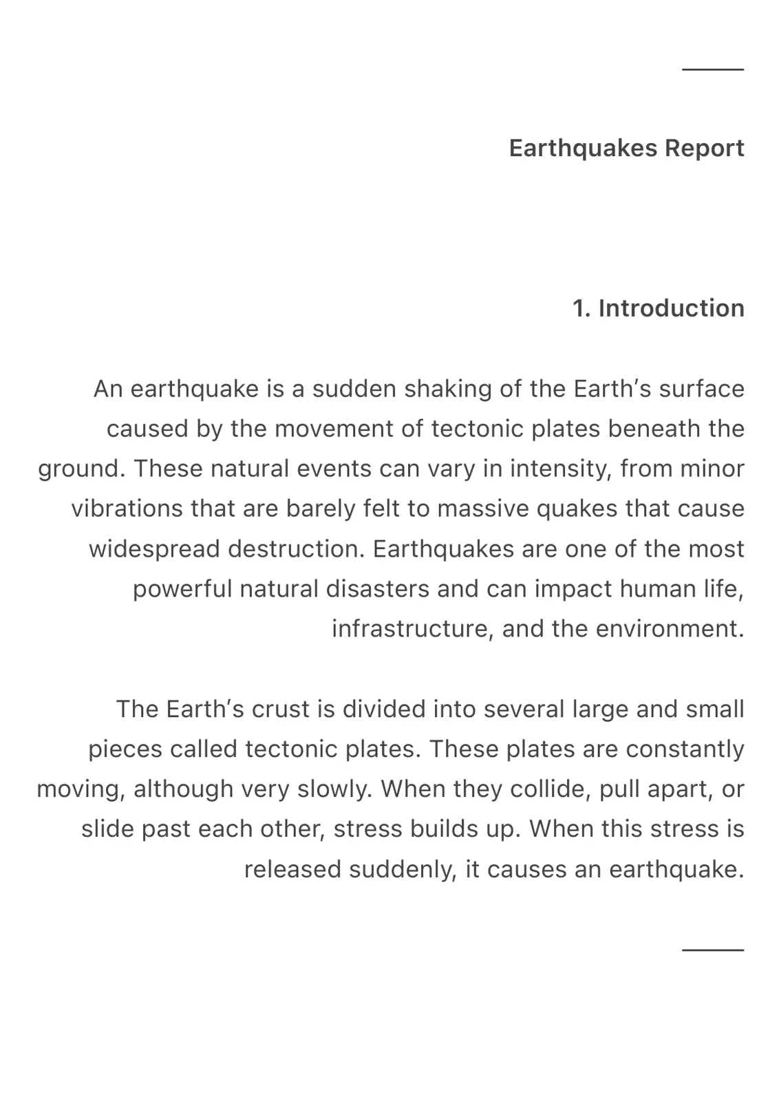 غلاف تقرير Earthquakes Report