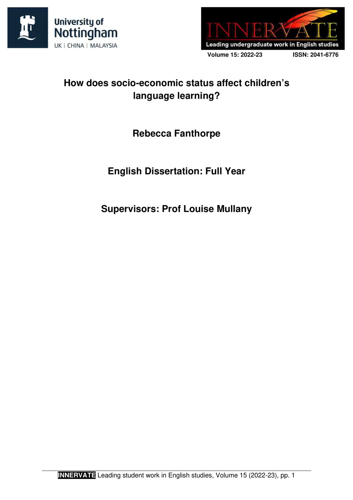 غلاف تقرير How does socio-economic status affect children's language learning?