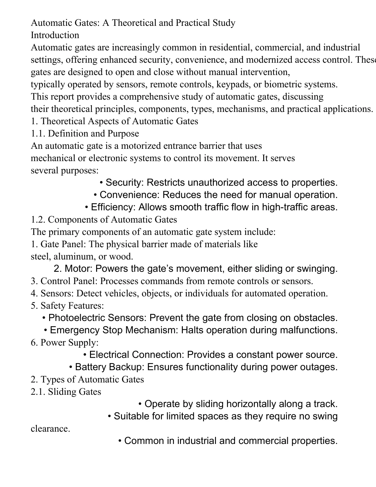 غلاف تقرير Automatic Gates: A Theoretical and Practical Study