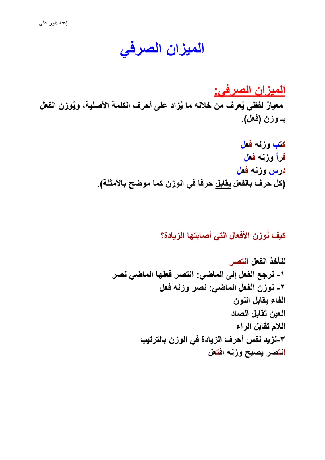 غلاف تقرير الميزان الصرفي