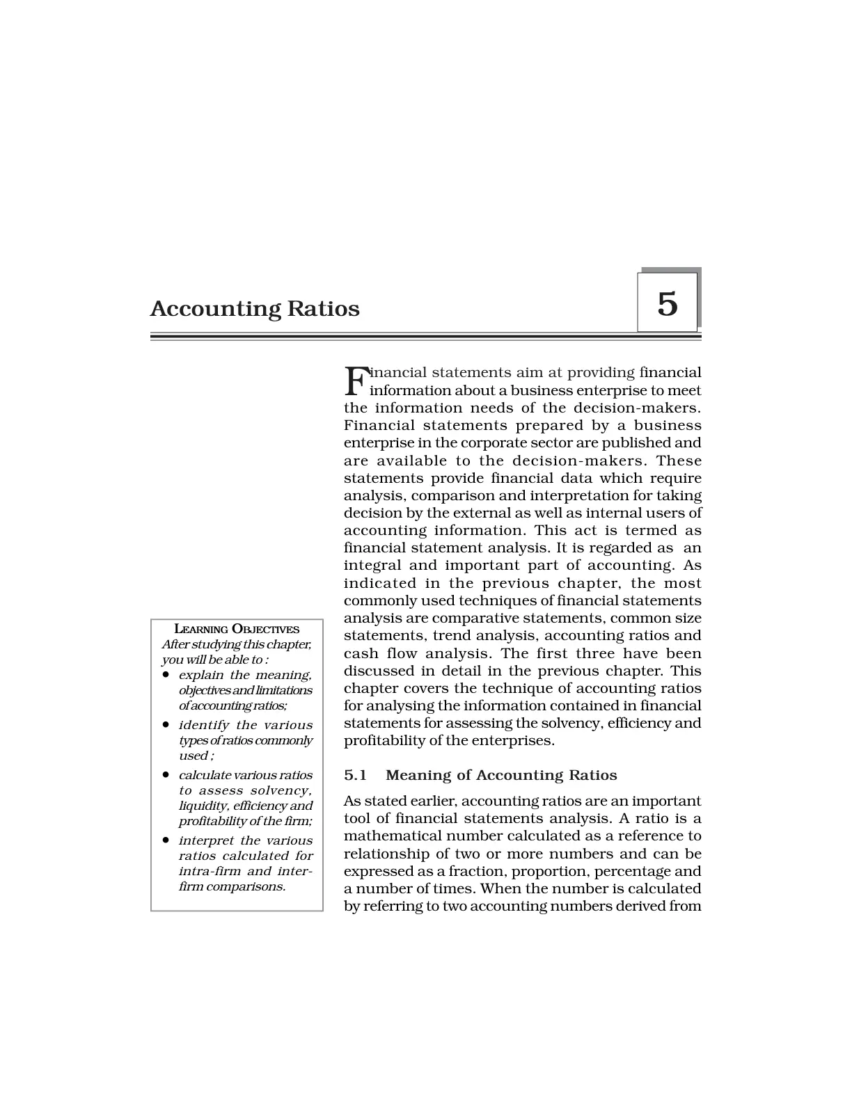 غلاف تقرير Accounting Ratios