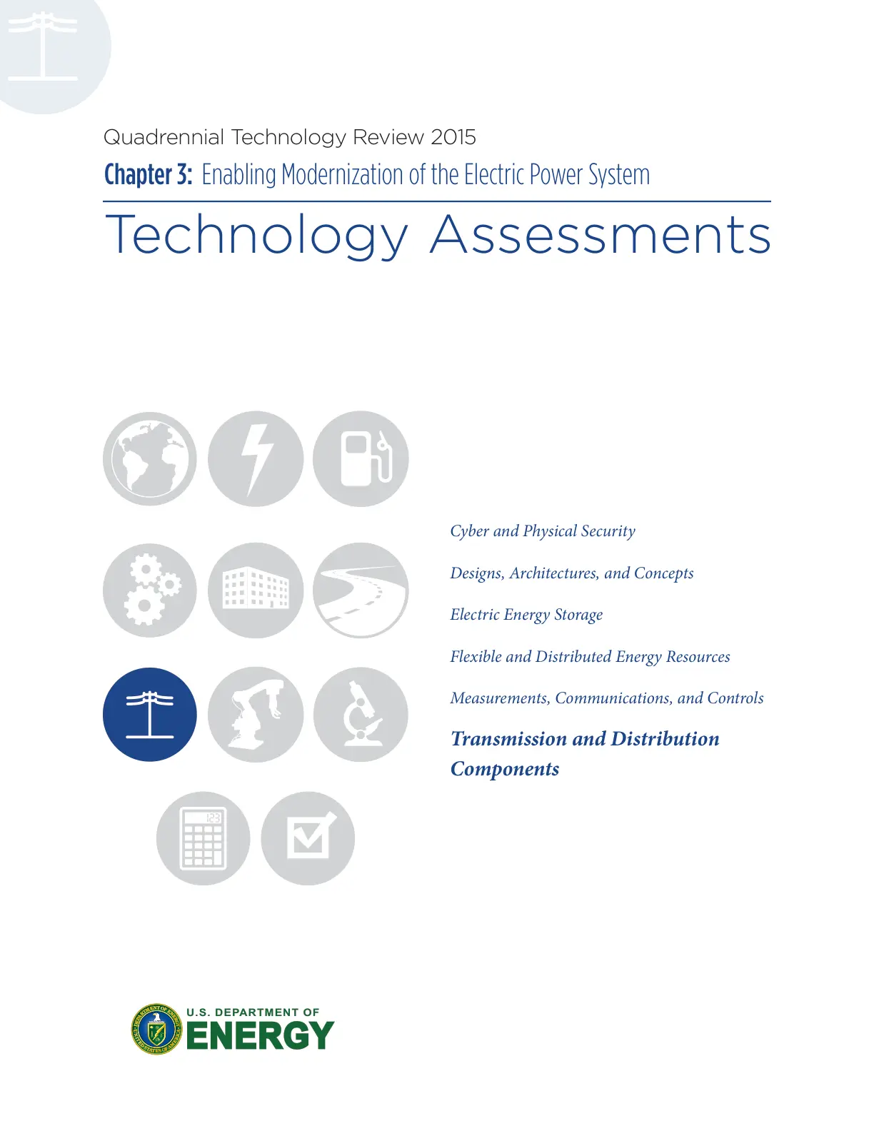 غلاف تقرير Quadrennial Technology Review 2015 – Chapter 3: Enabling Modernization of the Electric Power System