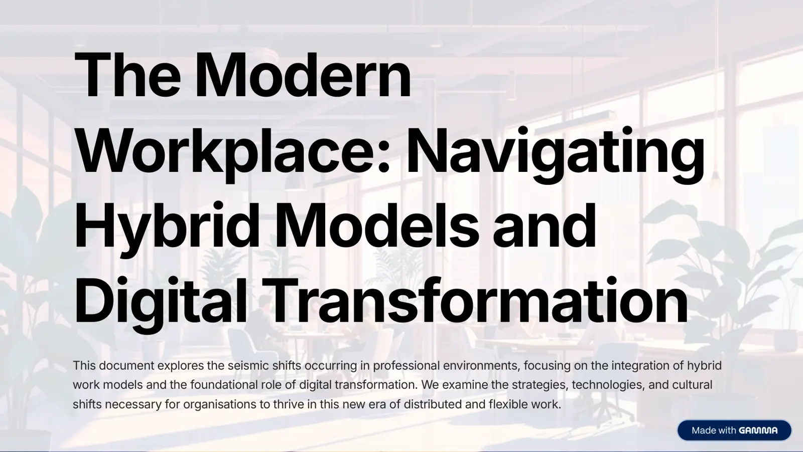 غلاف تقرير The Modern Workplace: Navigating Hybrid Models and Digital Transformation