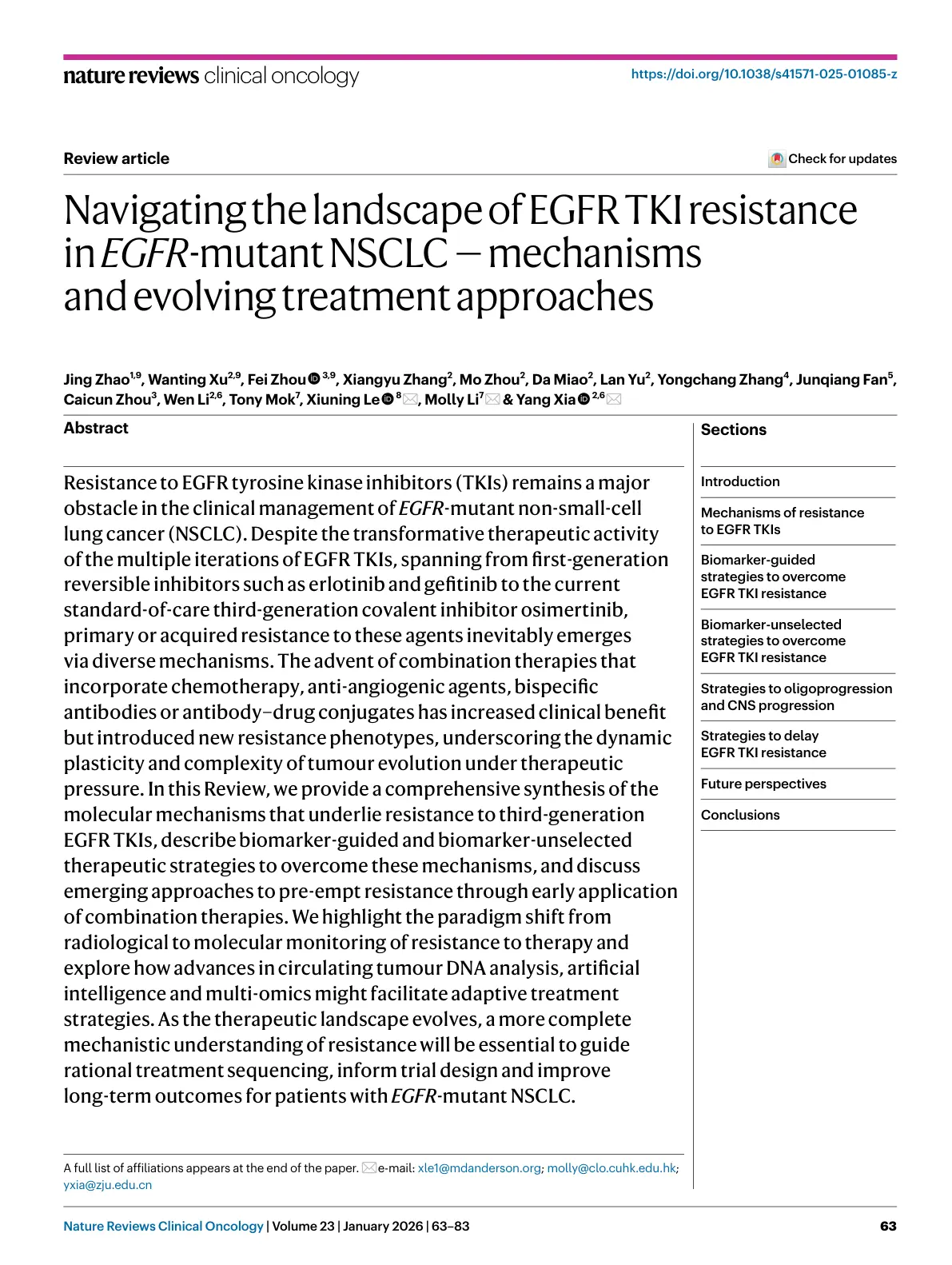 غلاف تقرير Navigating the landscape of EGFR TKI resistance in EGFR-mutant NSCLC - mechanisms and evolving treatment approaches