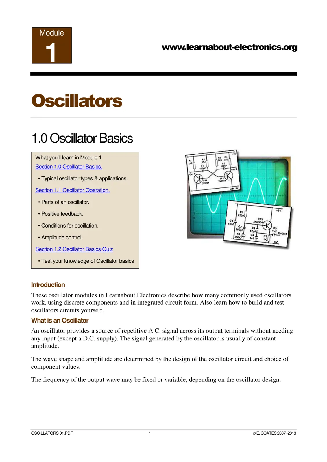 غلاف تقرير Module 1: Oscillators