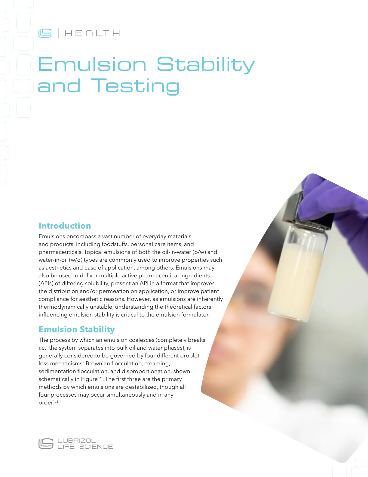 غلاف تقرير Emulsion Stability and Testing