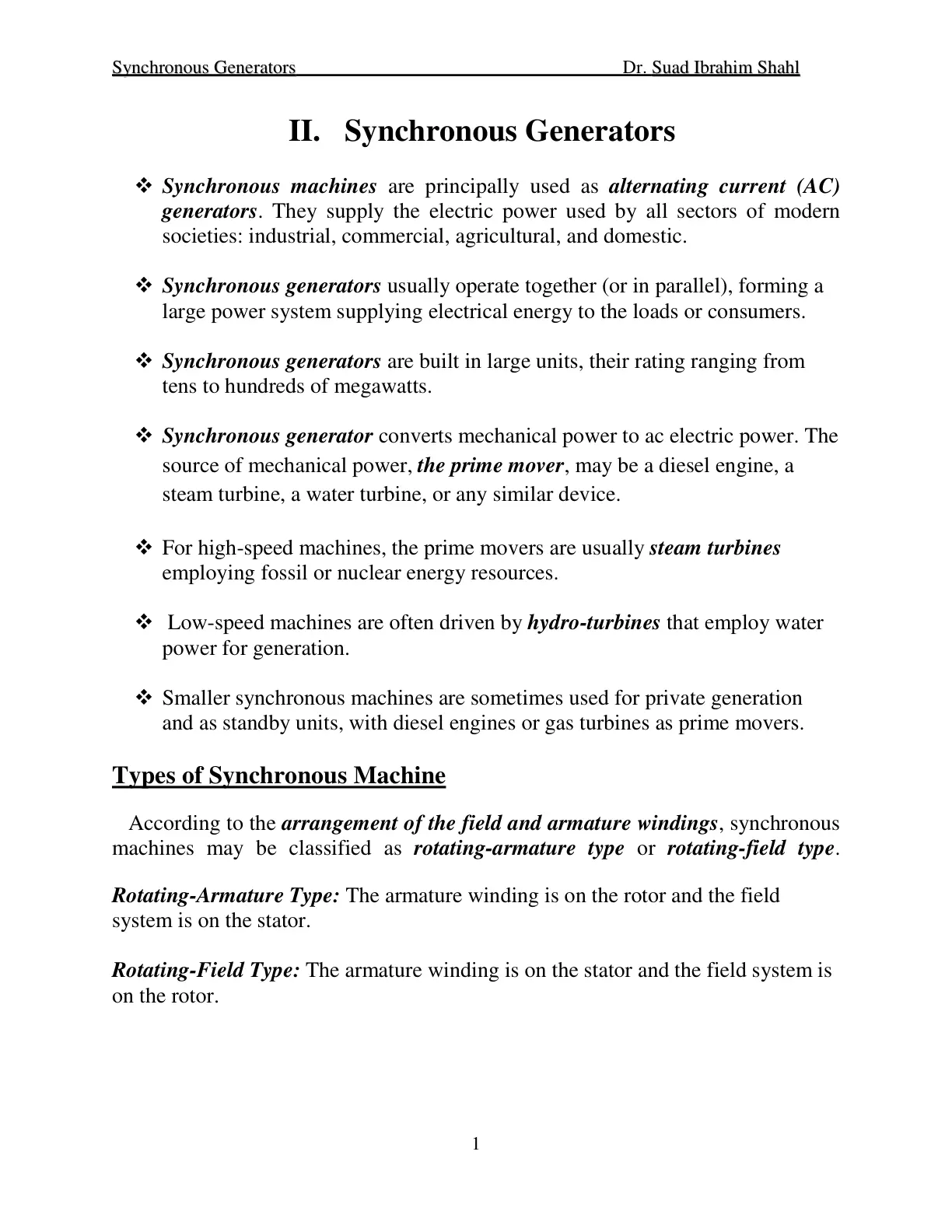 غلاف تقرير Synchronous Generators