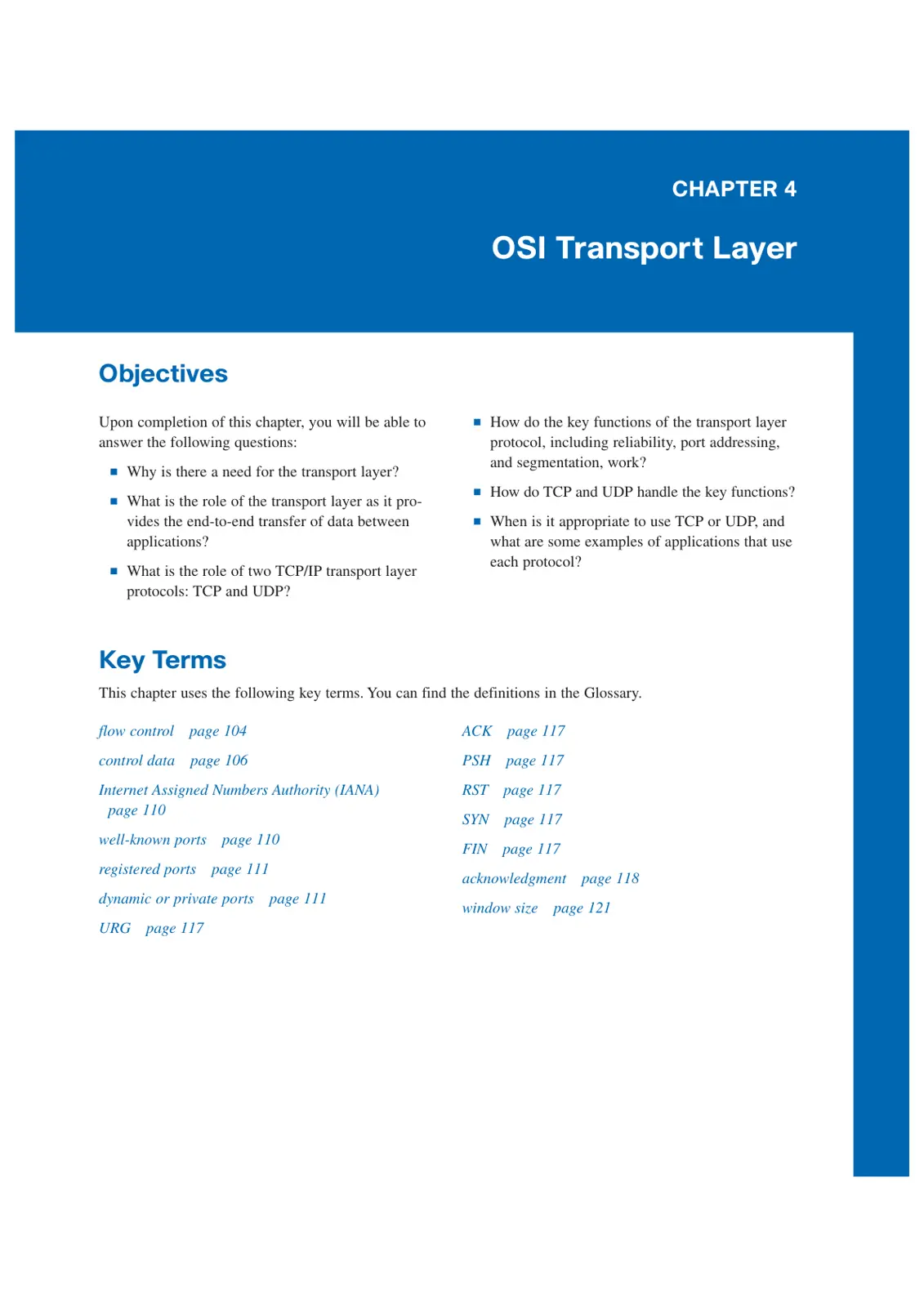 غلاف تقرير OSI Transport Layer - Chapter 4