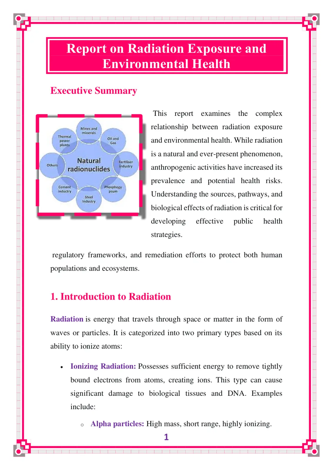 غلاف تقرير Report on Radiation Exposure and Environmental Health