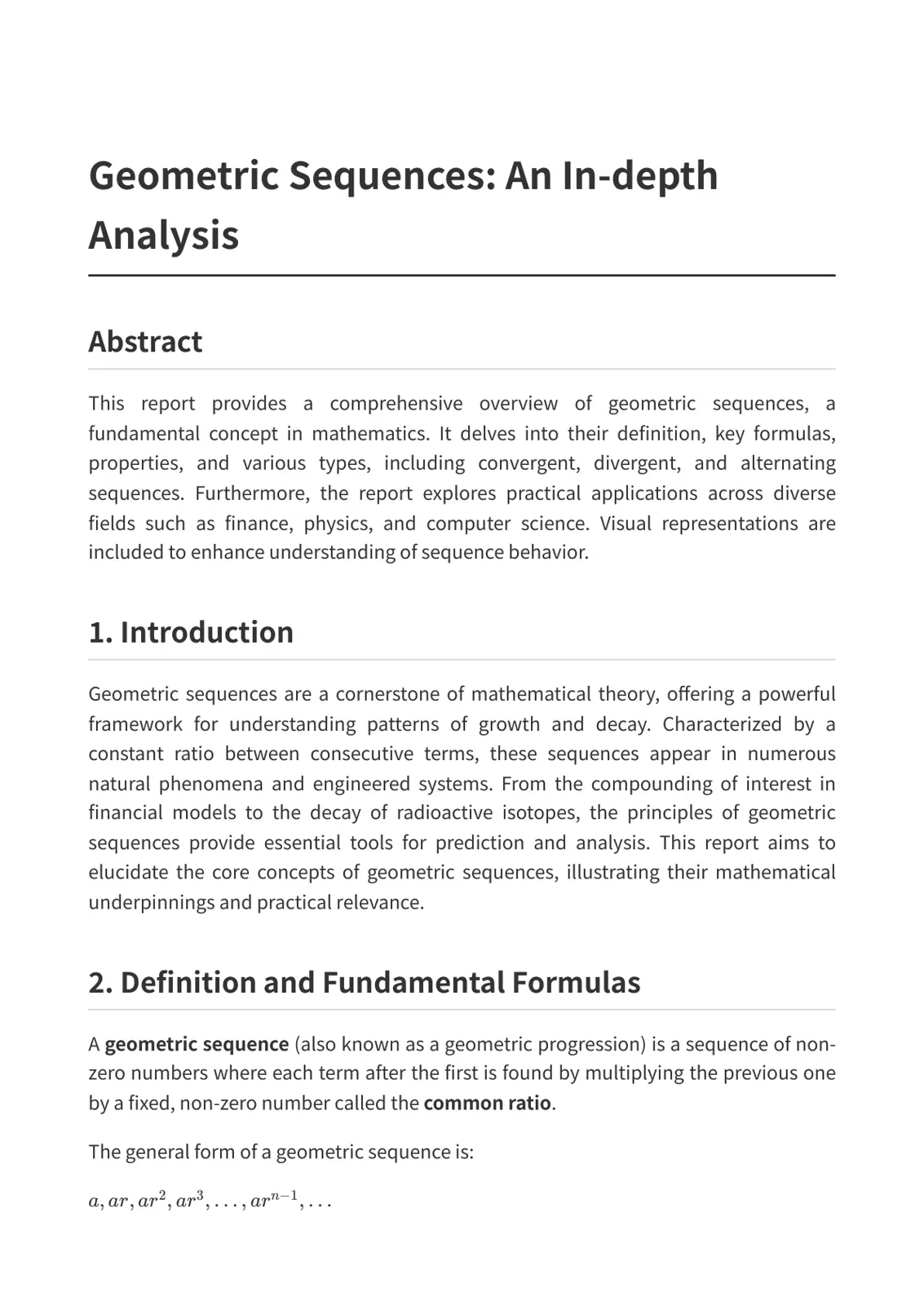 غلاف تقرير Geometric Sequences: An In-depth Analysis