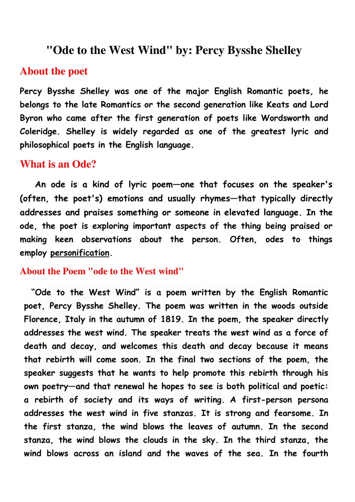 غلاف تقرير Ode to the West Wind by Percy Bysshe Shelley