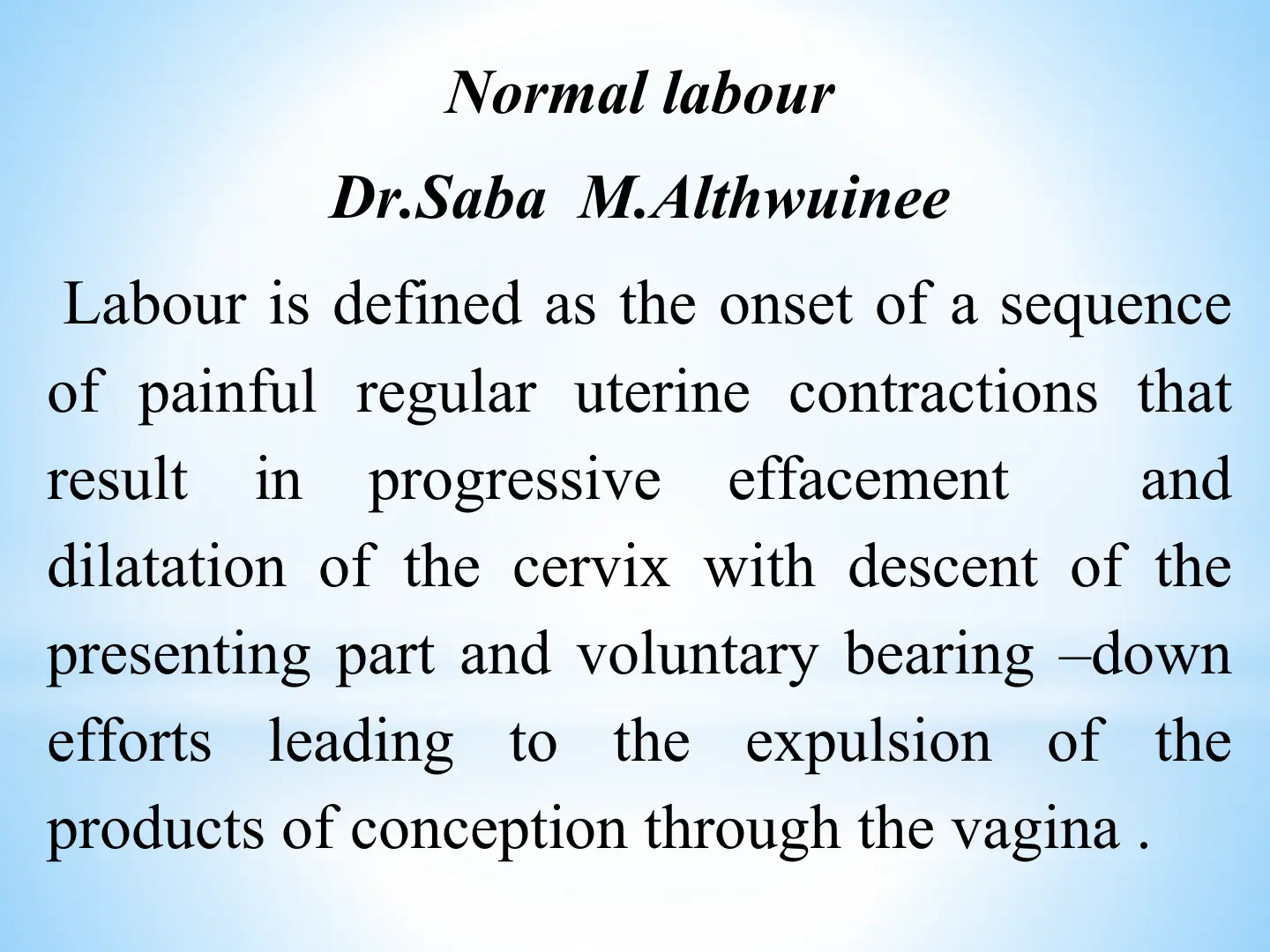 غلاف تقرير Normal labour