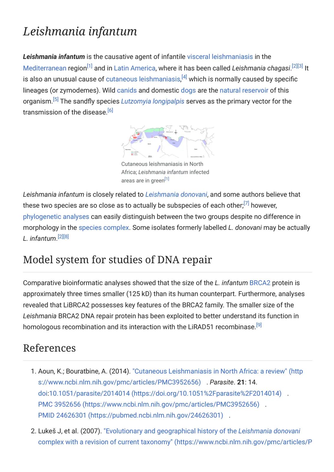 غلاف تقرير Leishmania infantum