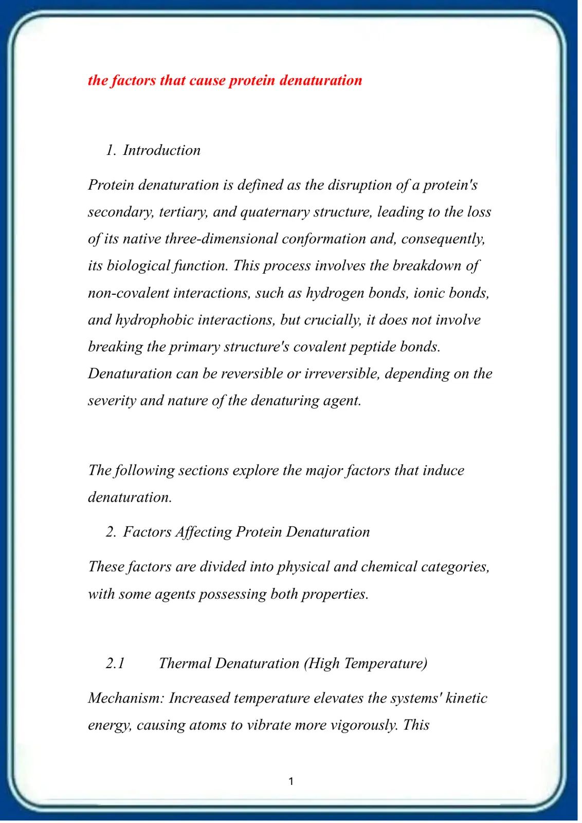 غلاف تقرير The Factors That Cause Protein Denaturation