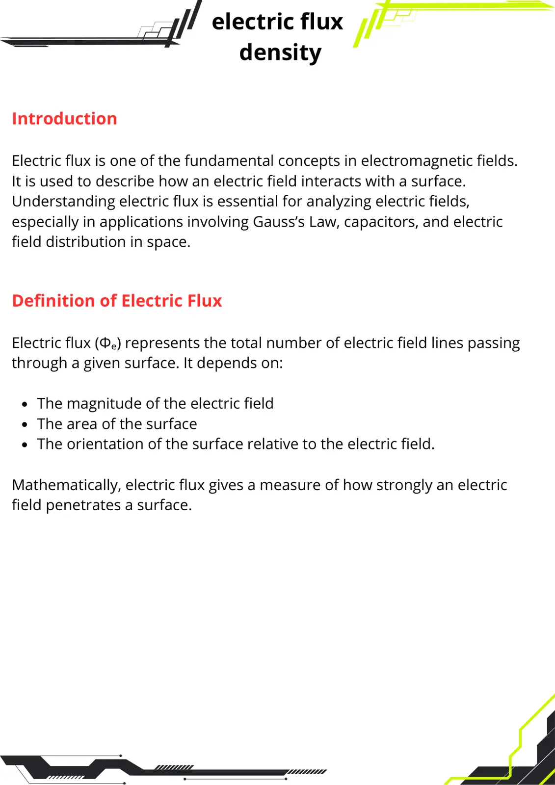 غلاف تقرير Electric Flux Density