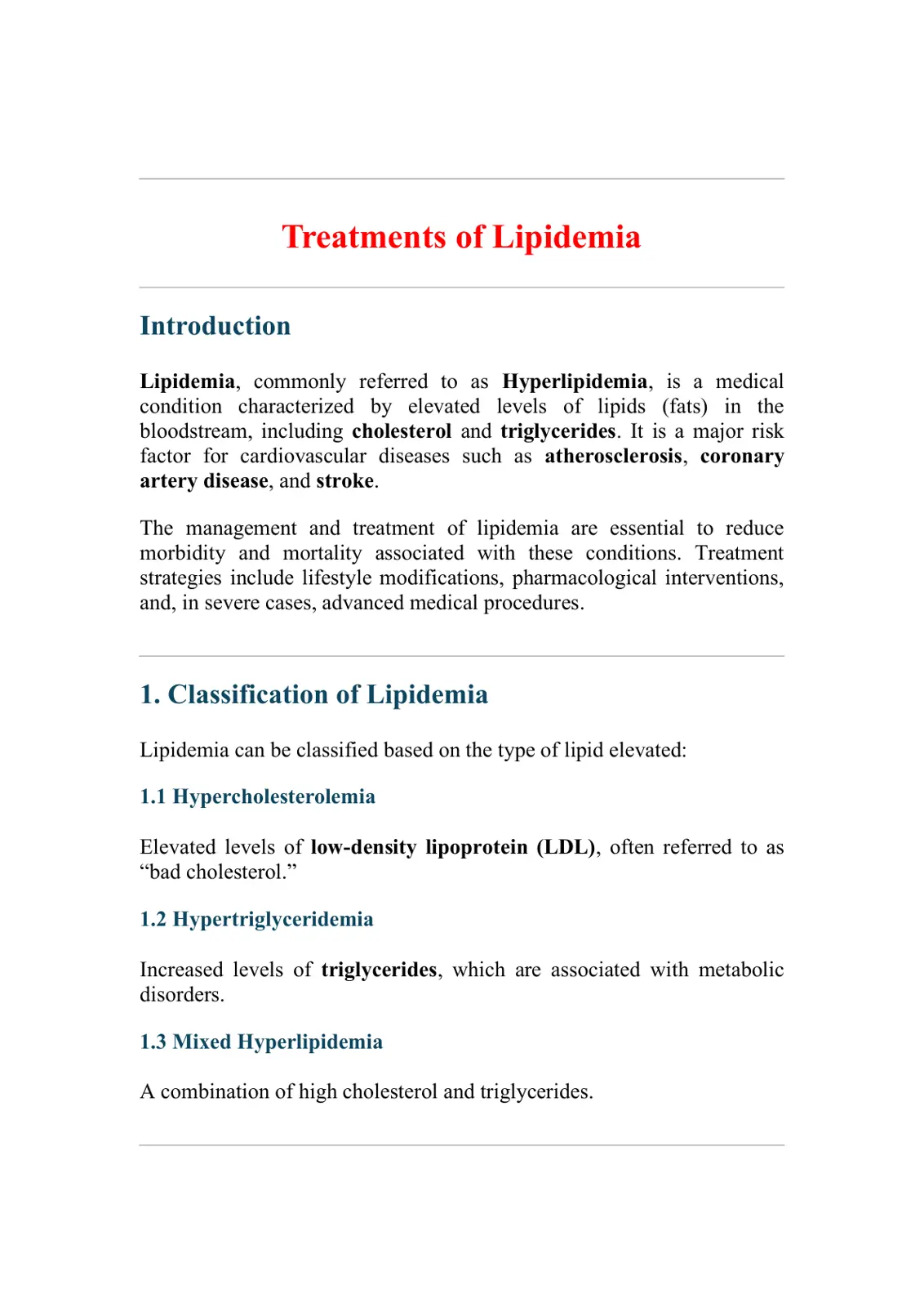 غلاف تقرير Treatments of Lipidemia