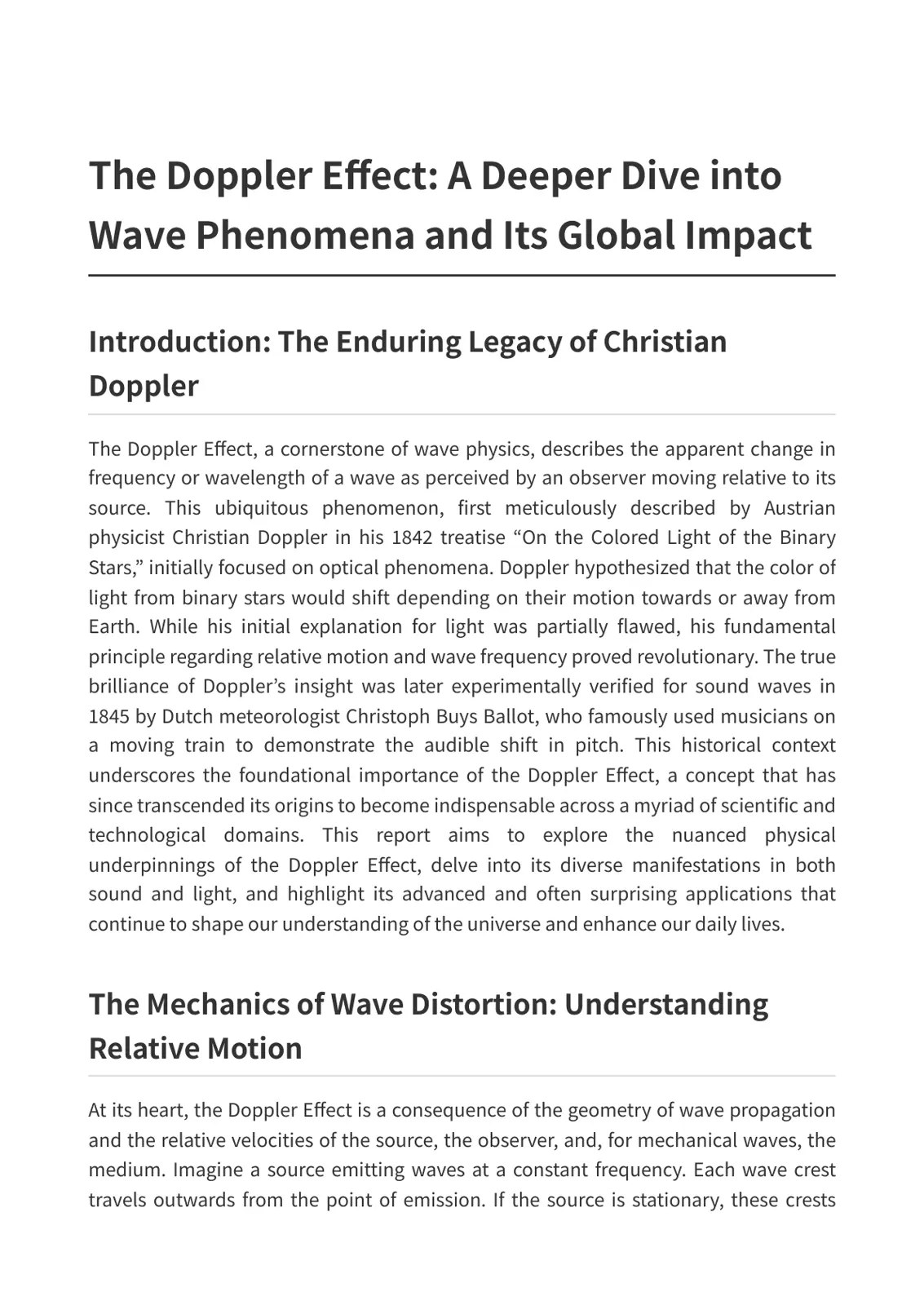 غلاف تقرير The Doppler Effect: A Deeper Dive into Wave Phenomena and Its Global Impact