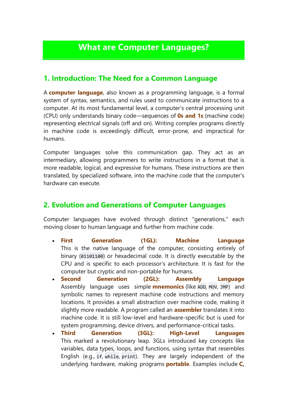 غلاف تقرير What are Computer Languages? Introduction: The Need for a Common Language