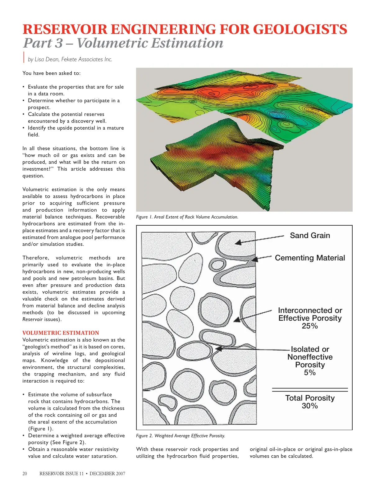 غلاف تقرير RESERVOIR ENGINEERING FOR GEOLOGISTS - Part 3 - Volumetric Estimation