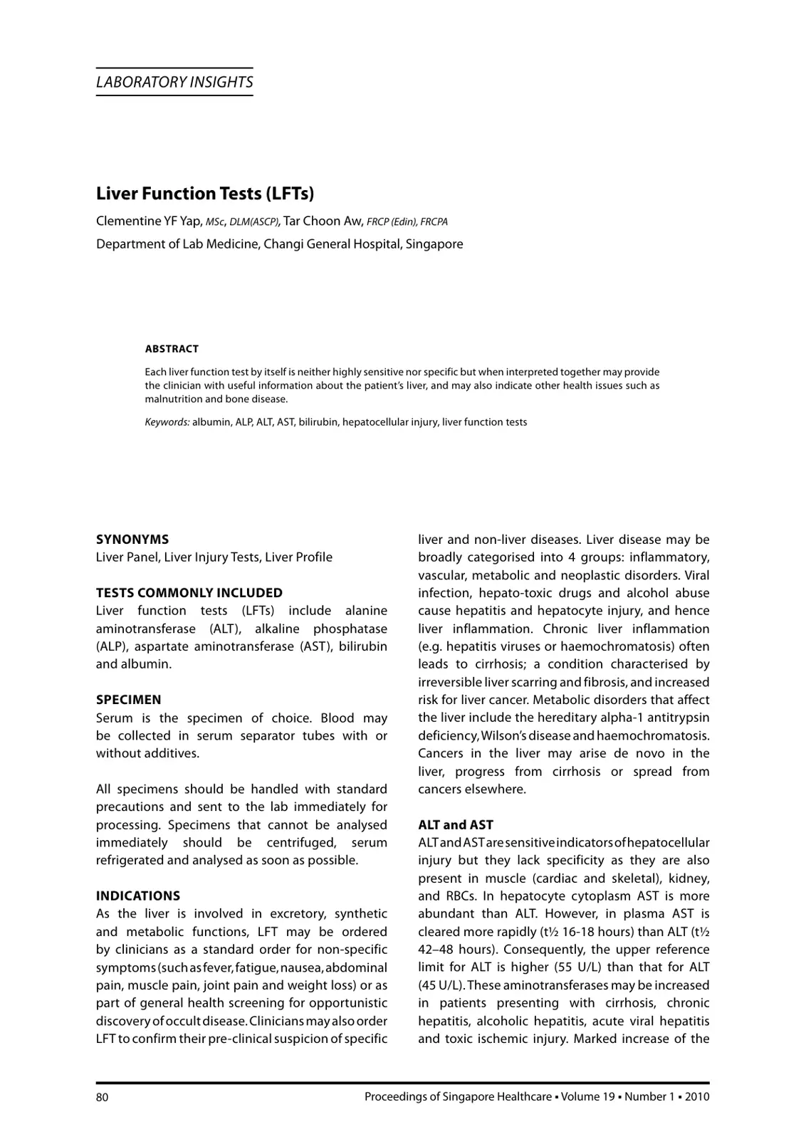 غلاف تقرير Liver Function Tests (LFTs)