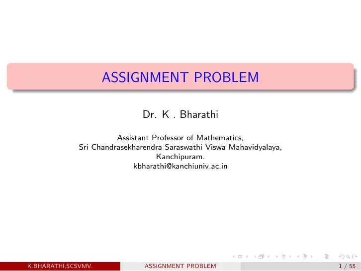 غلاف تقرير ASSIGNMENT PROBLEM