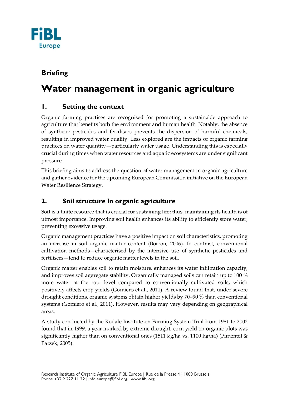 غلاف تقرير Water Management in Organic Agriculture