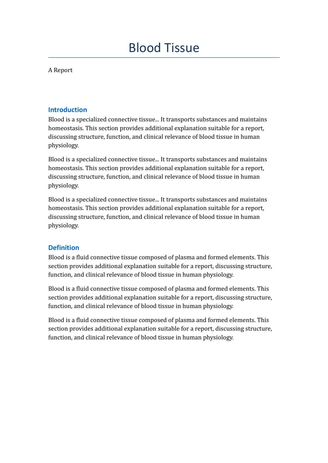 غلاف تقرير Blood Tissue