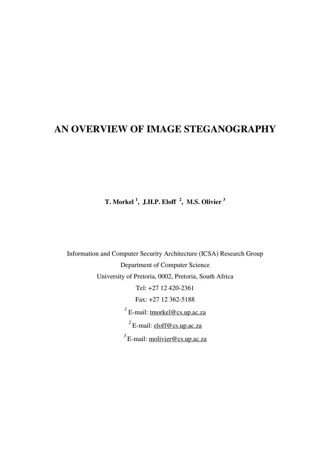غلاف تقرير An Overview of Image Steganography