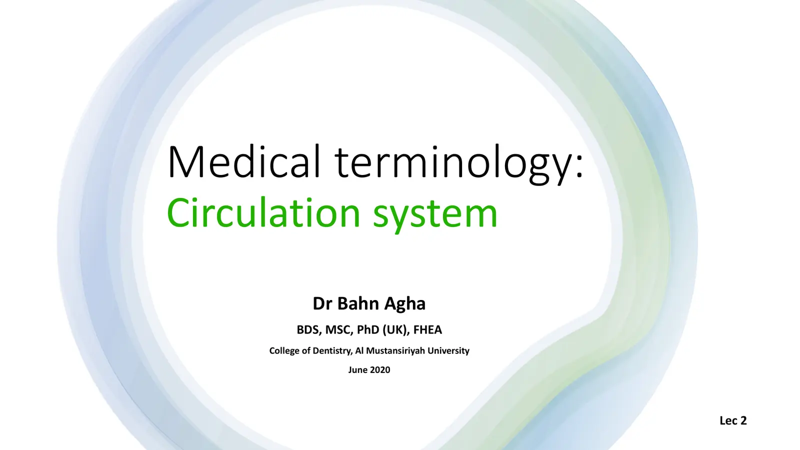 غلاف تقرير Medical terminology: Circulation system